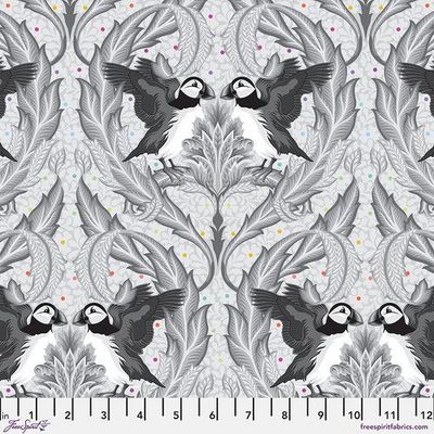 Tula Pink Graywork | Huffin and Puffin | Whisper Tula Pink Graywork | Huffin and Puffin | Whisper