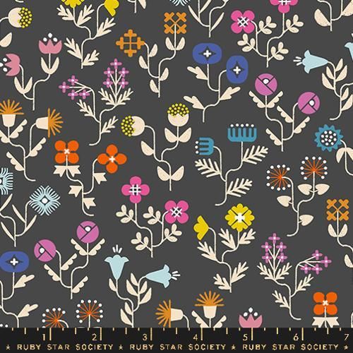 Salutations - Forget Me Not in Soft Black | Rashida Coleman-Hale für Ruby Star Society | RS1092 17, Stoffgröße: Fat Quarter