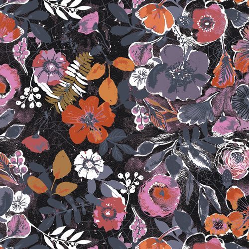 Night Bloom Black | Eerie von Katarina Roccella  für Art Gallery Fabrics