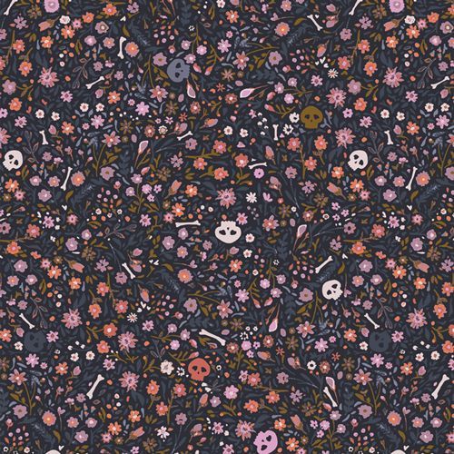 Boneyard Nocturnal | Eerie von Katarina Roccella  für Art Gallery Fabrics
