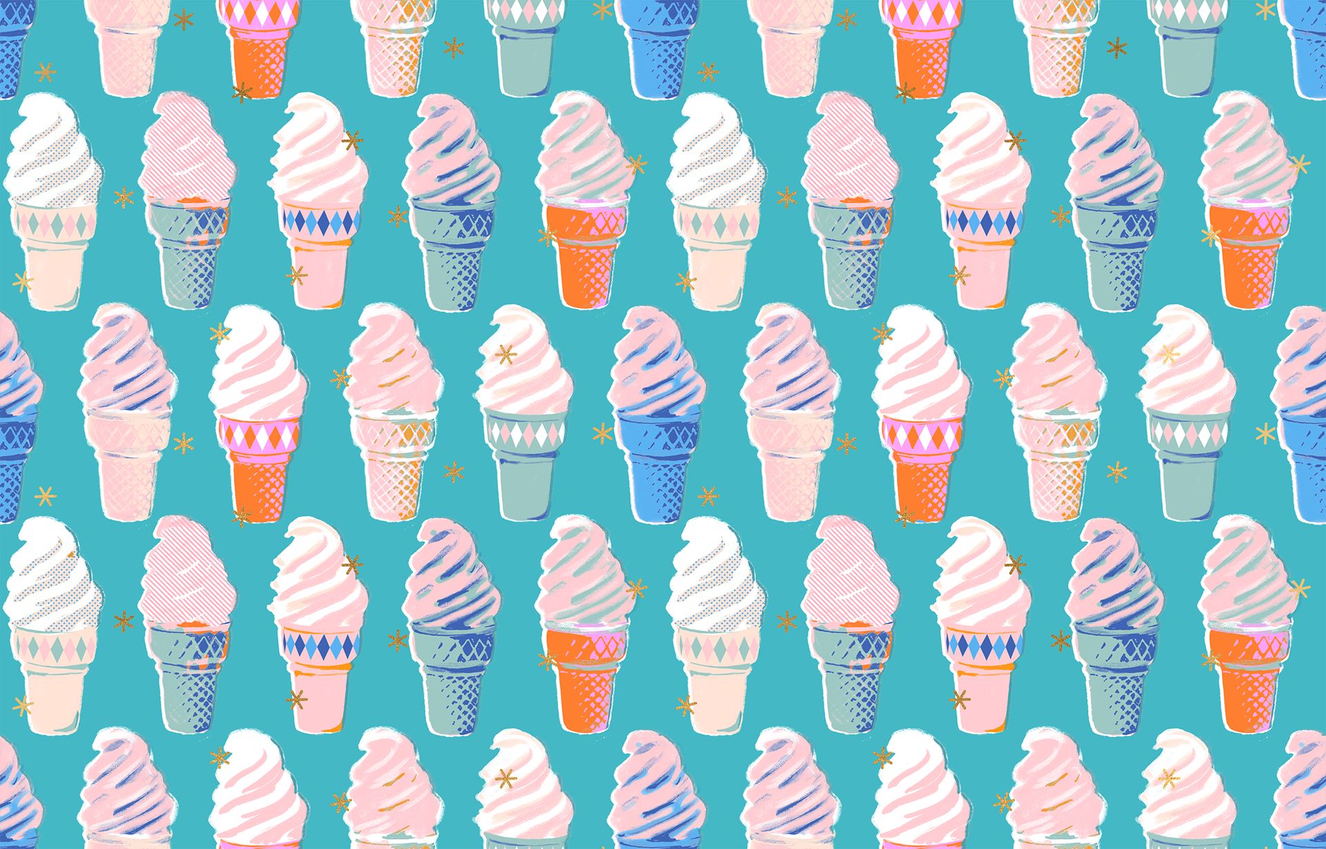 Best Day Ever - Ice Cream Cones in Turquoise Metallic | Melody Miller für Ruby Star Society