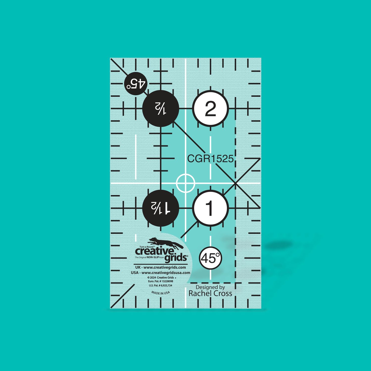 Creative Grids Non-Slip Lineal 1½ Creative Grids Non-Slip Lineal 1½" x 2½" - Mini-Lineal mit maximaler Präzision