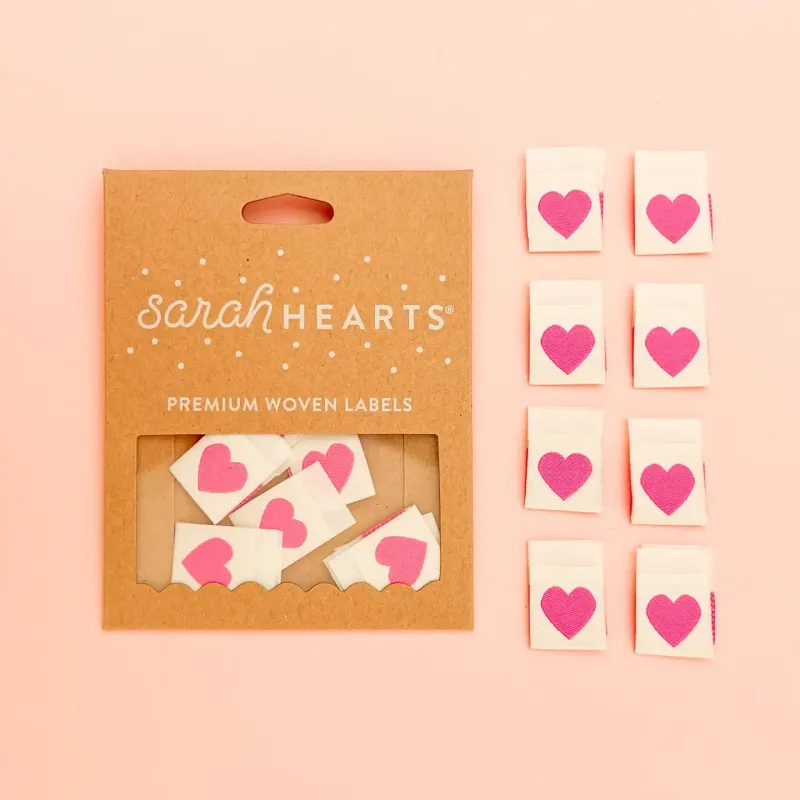 Sarah Hearts Webetiketten - Pink Hearts Sarah Hearts Webetiketten - Pink Hearts