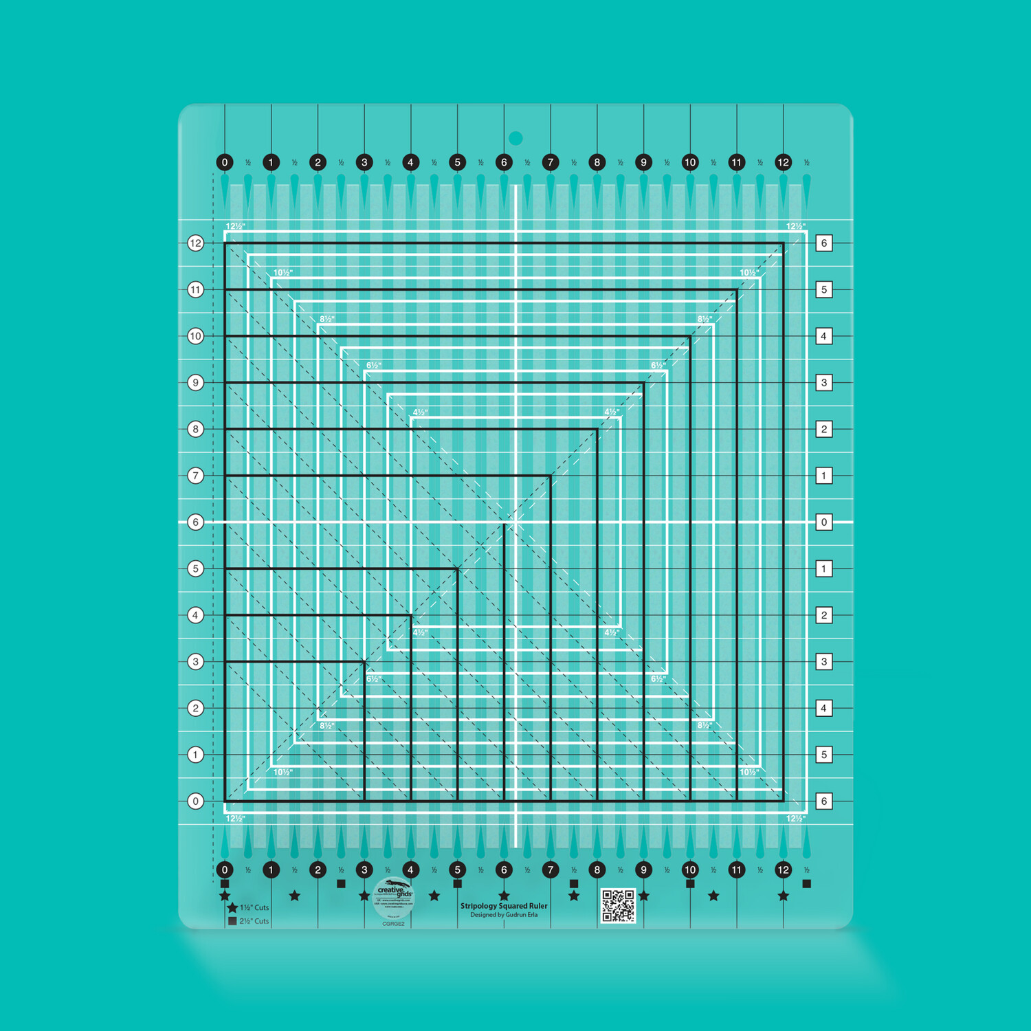 Creative Grids Stripology Squared Ruler Lineal | designed by Gudrun Erla | Non slip Creative Grids Stripology Squared Ruler Lineal | designed by Gudrun Erla | Non slip