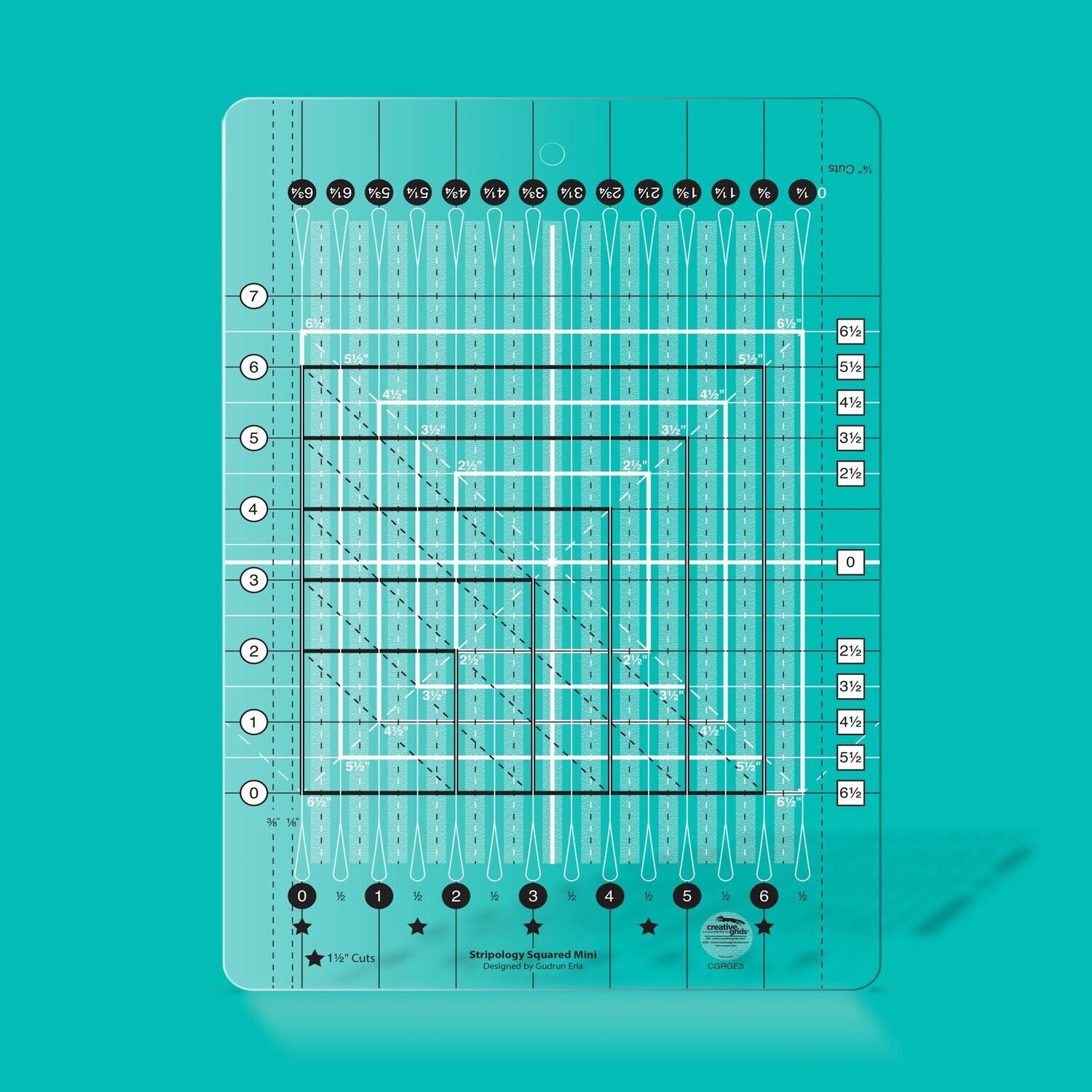Creative Grids Stripology Squared Mini Quilt Ruler | Non slip Creative Grids Stripology Squared Mini Quilt Ruler | Non slip