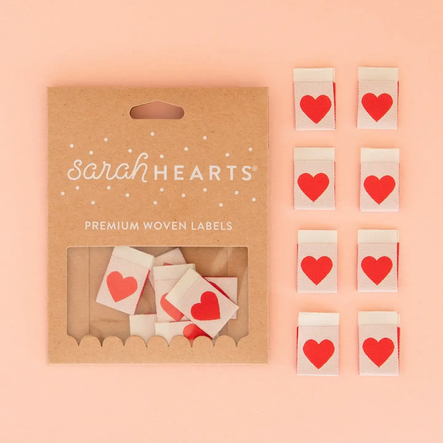 Sarah Hearts Webetiketten - Red Hearts Sarah Hearts Webetiketten - Red Hearts