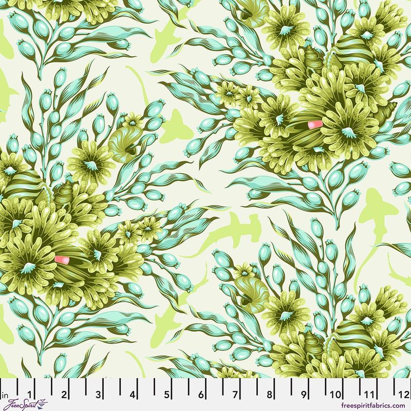 Tula Pink Floral Reef | Shadow Sharks Seagrass Tula Pink Floral Reef | Shadow Sharks Seagrass