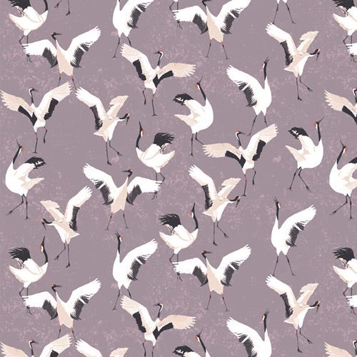 SOAR – Dancing Cranes Mineral – Art Gallery Fabrics