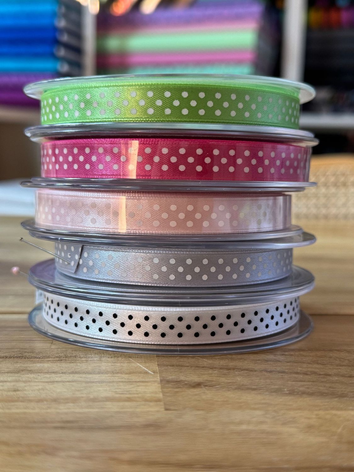 Satinband „Mini Dots“ – 10 mm