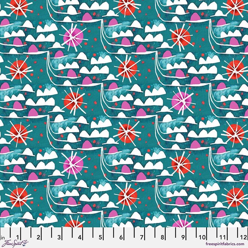 Waves Teal – Colori von Esté MacLeod für FreeSpirit Fabrics