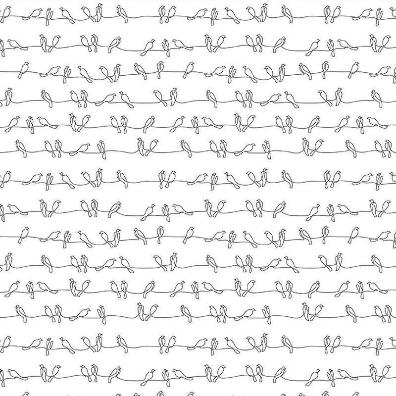 Flock Together – Birds on Wire in White von  Jason Yenter