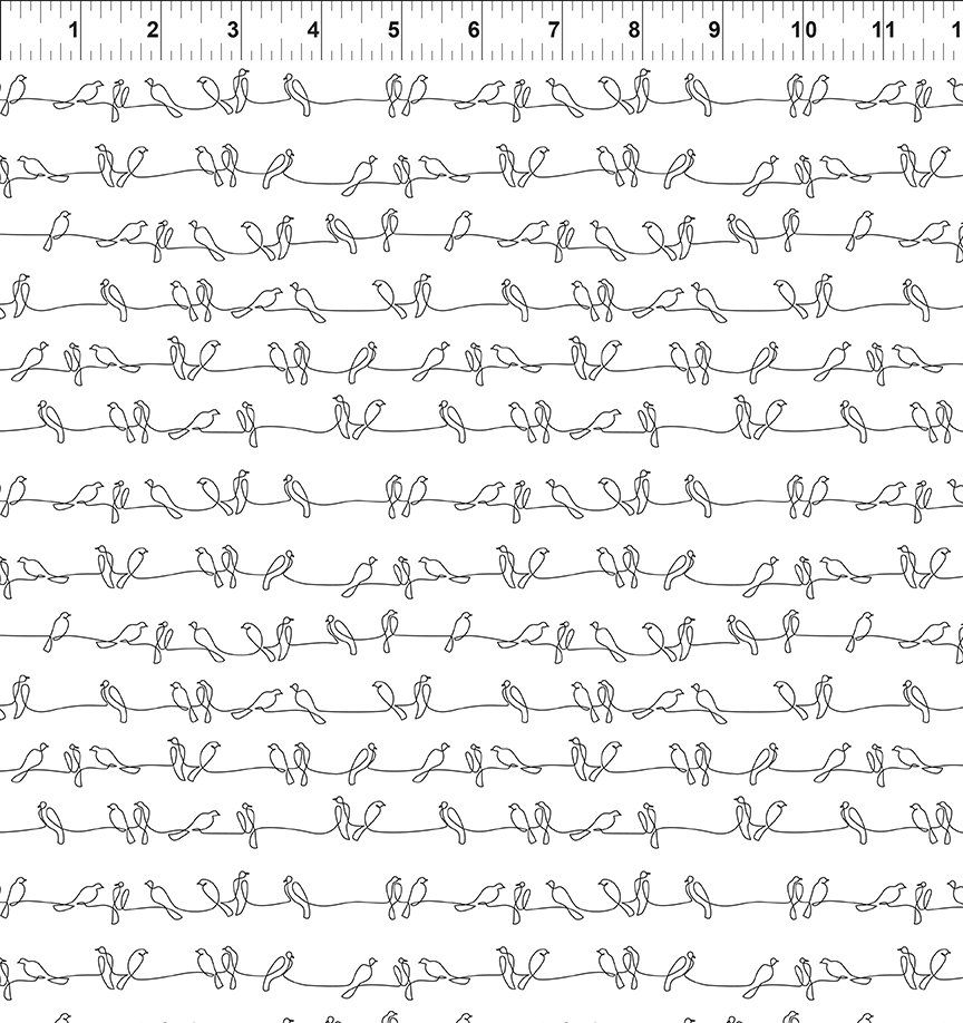 Flock Together – Birds on Wire in White von  Jason Yenter