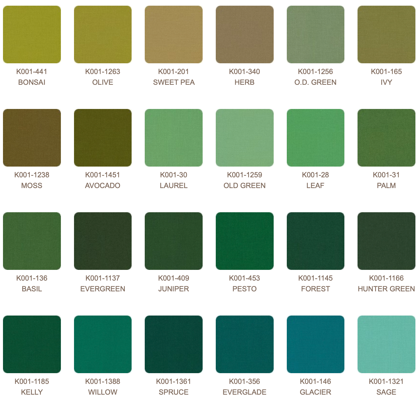 Charm Squares Kona Cotton – Dusty 101 Palette (5