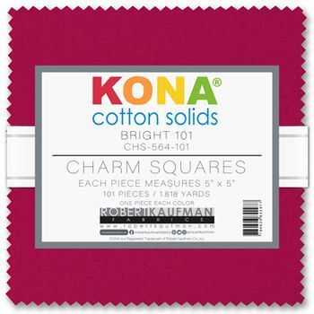 Charm Squares Kona Cotton – Bright 101 Palette (5" Precuts)