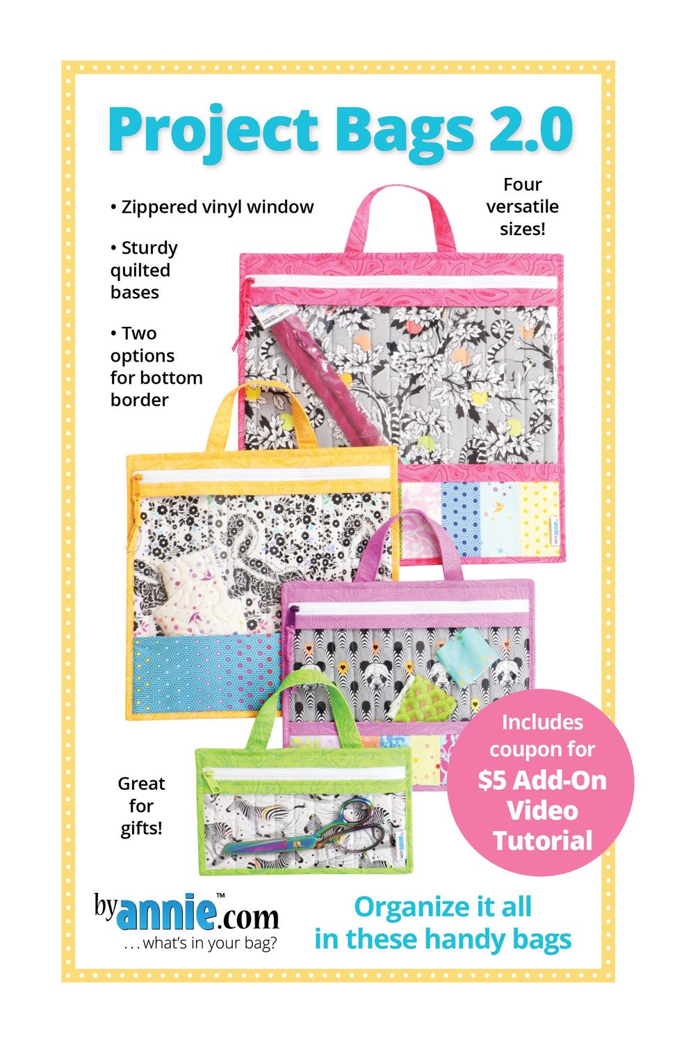 ByAnnie's Schnittmuster – Project Bags 2.0 | Projekttaschen / Organizer-Taschen
