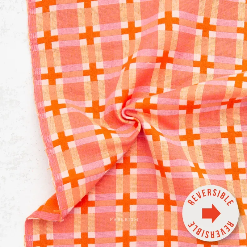 Gewebter Baumwollstoff Decked Out in Summer aus der Kollektion Fine and Dandy von Fableism mit kariertem Muster und Entenmoti