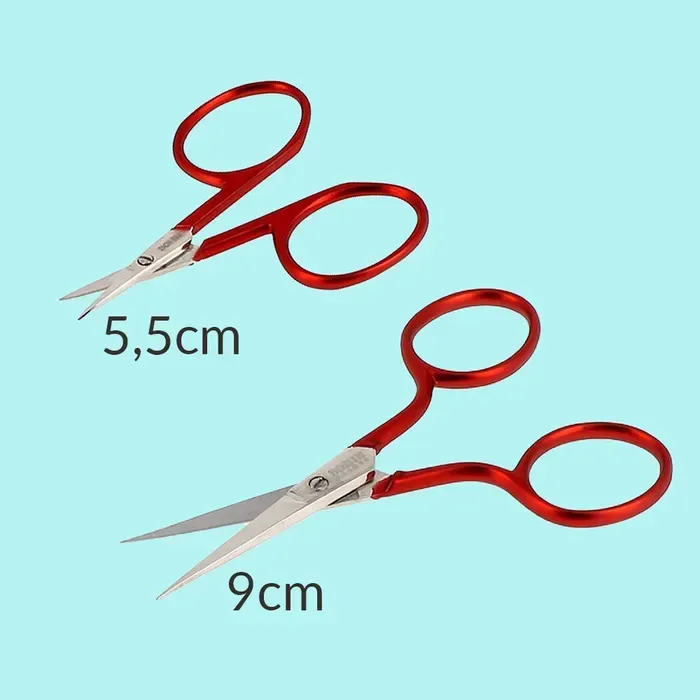 Stickschere Soft Touch | Bohin Bohin Stickschere Soft Touch mit roten Griffen, erhältlich in 5,5 cm und 9 cm für feine Schneidearbeiten beim Nähen, Sticken