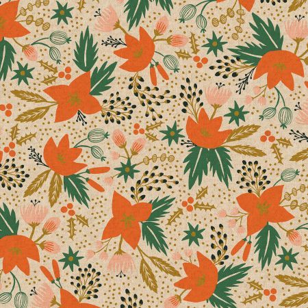 Poinsettia Canvas in Cream Unbleached Metallic – Holiday Classics | Rifle Paper Co. | RP602-CR3UCM Poinsettia Canvas in Cream Unbleached Metallic – Holiday Classics | Rifle Paper Co. | RP602-CR3UCM