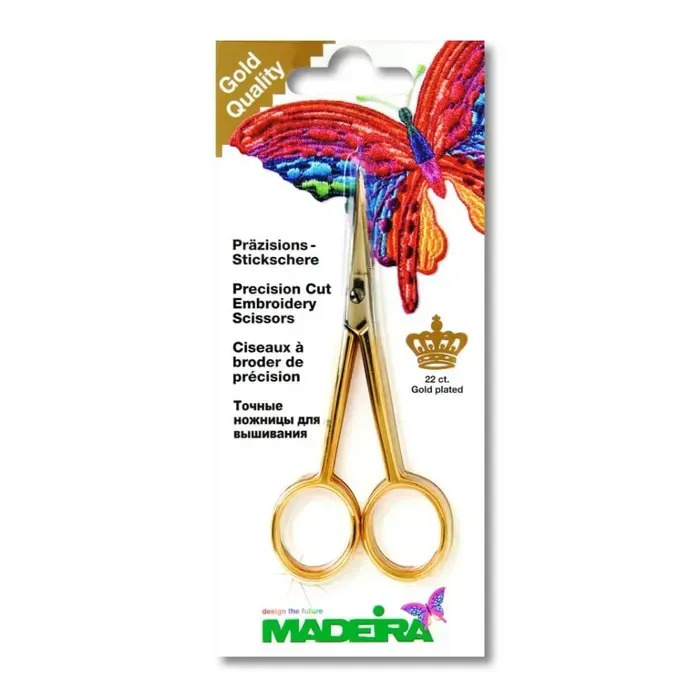 Madeira Stickschere gebogen und vergoldet | 12 cm | M9476