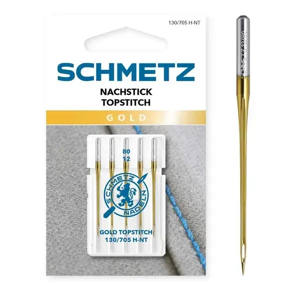 SCHMETZ Gold Topstitch Nähmaschinennadeln NM 80/12 | 5 Stück | 130/705 H-NT