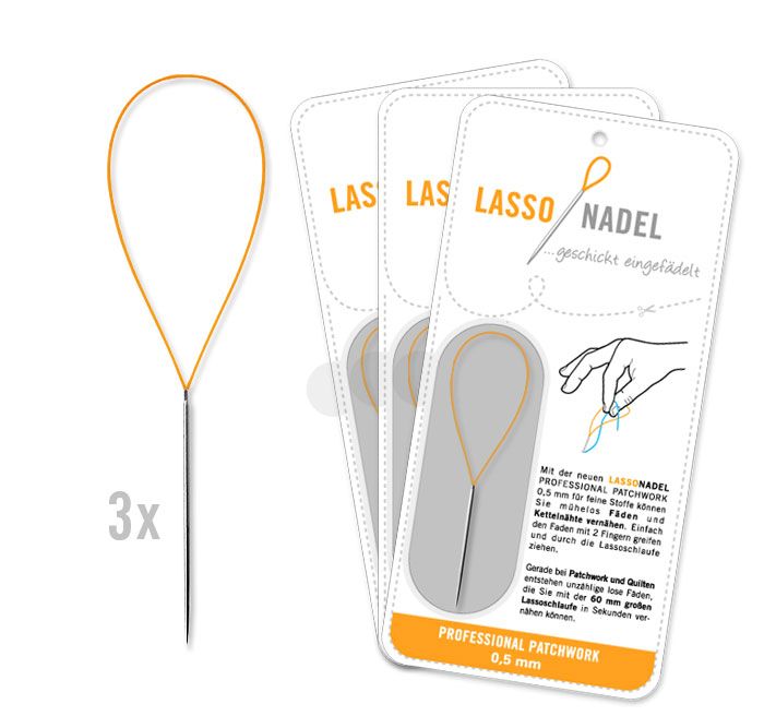 Lassonadel Professional Patchwork 0,5 mm | Quiltfäden einfach vernähen | 1 Stück oder 3er-Set