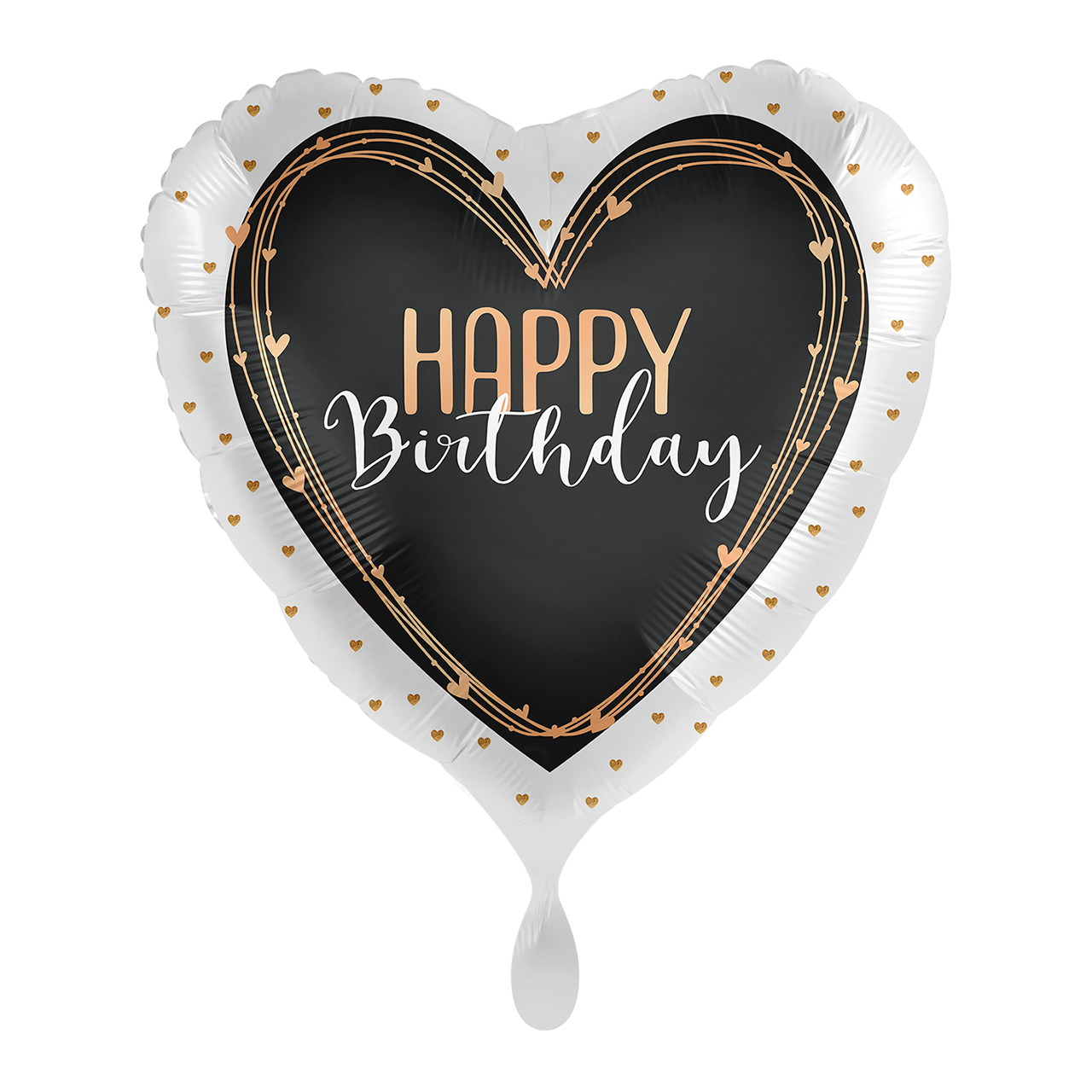 1 Ballon - Happy Birthday Elegant Hearts  (Ballon zum schenken fertig)