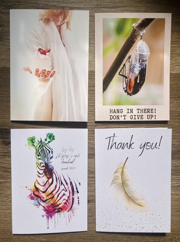 4 Pack COMBO Greeting Cards - Birthday, Encouragement, Get Well, and Thank You!