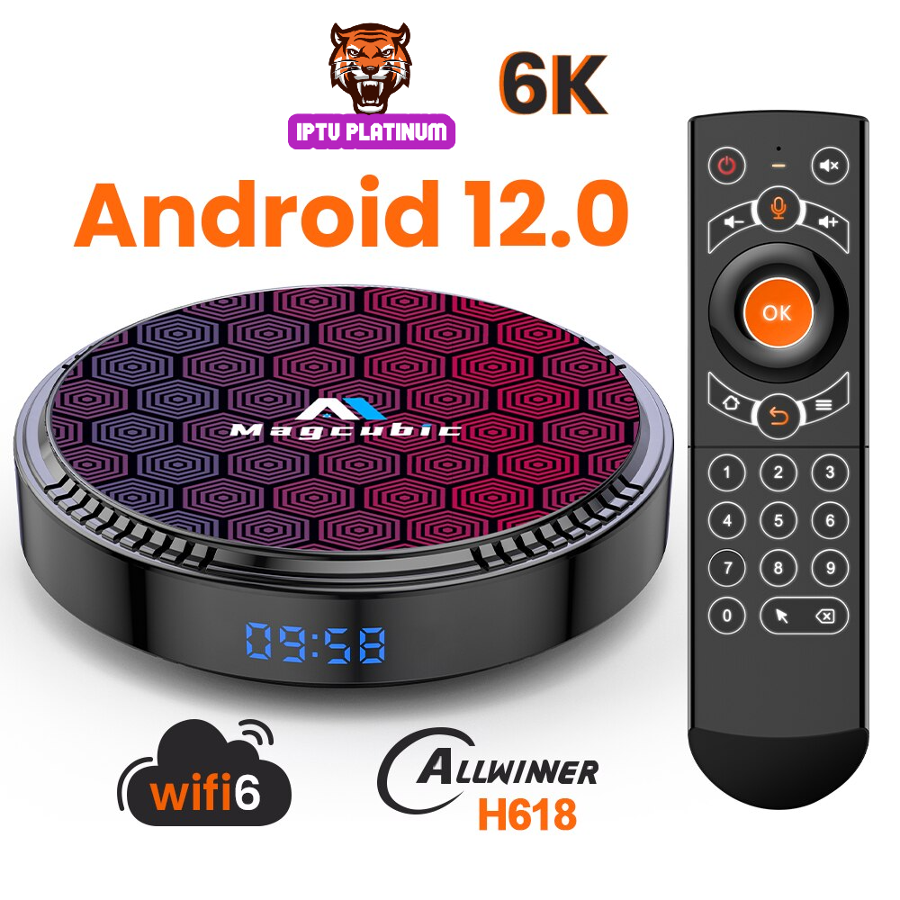 Boîtier TV Android 12 | WiFi 6 | 100M LAN | 6k 3D | BT5.0 OTA |4 Go | 32 Go | Lecteur Multimédia et Décodeur