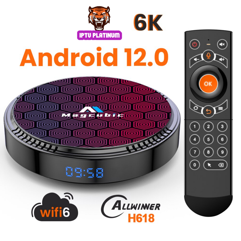 Boîtier TV Android 12 | WiFi 6 | 100M LAN | 6k 3D | BT5.0 OTA |4 Go | 32 Go | Lecteur Multimédia et Décodeur