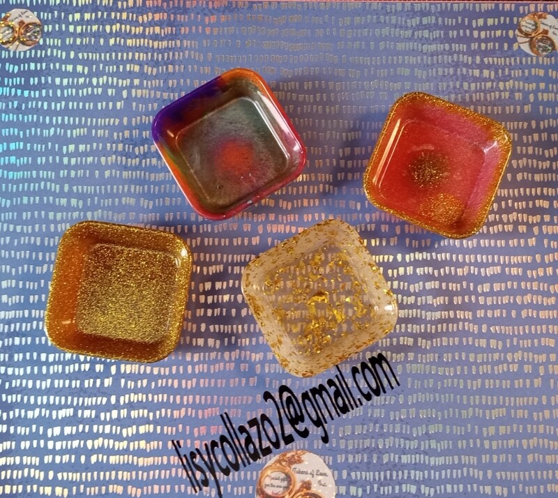 Square Trinket dishes - handmade of epoxy resin