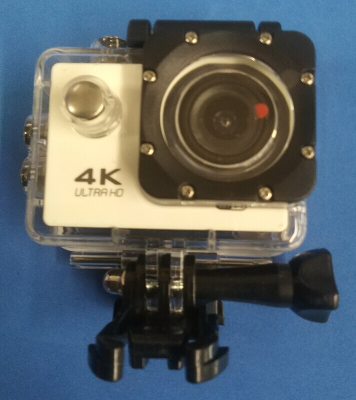 White 4K Sports Action Camera, With Attachments