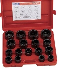 17 Piece x 1 Inch  Dr. SAE Impact Socket Set Chrome Moly