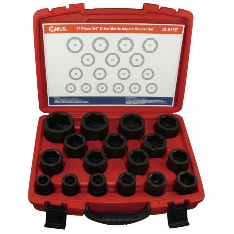 17 PIECE 3/4″ DR. METRIC IMPACT SOCKET SET (CR-MO)