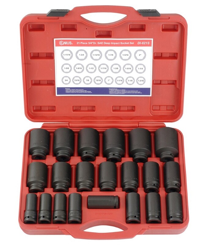 21 Piece 3/4″ Dr. SAE Deep Impact Socket Set Cr-Mo