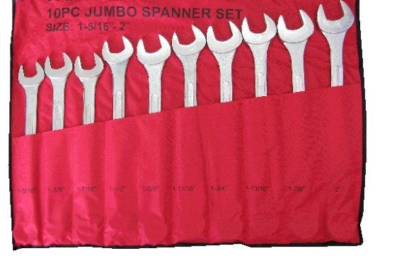 10 Pc Jumbo Spanner Combination Wrench Set
