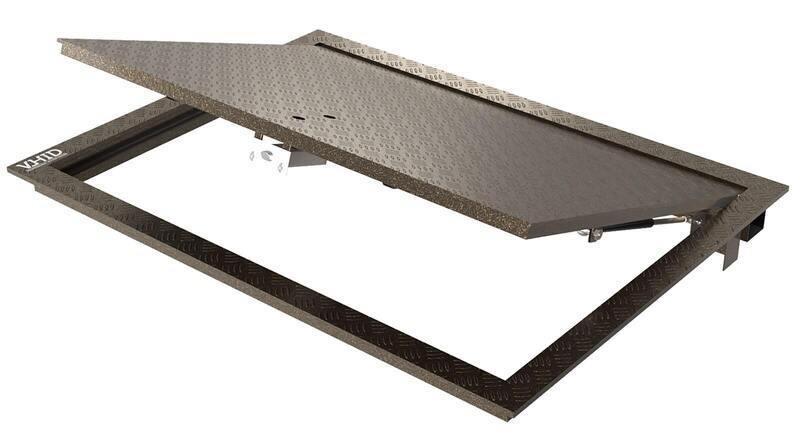 PANZER® – технічний люк в підлогу з листом рифленої сталі зверху, що відкривається на газових амортизаторах