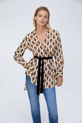 Printed Blouse with Belt