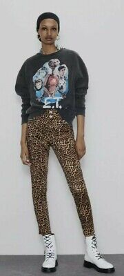 ZARA Leopard Print Mid Rise Skinny Pants Size 36