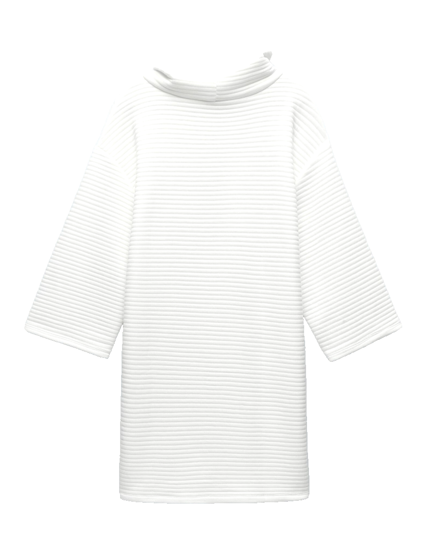 Zara White Ottoman Rib Jumper Dress Ribbed
