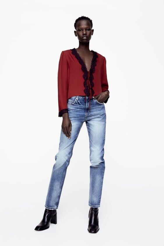 ZARA Red Lace Blouse