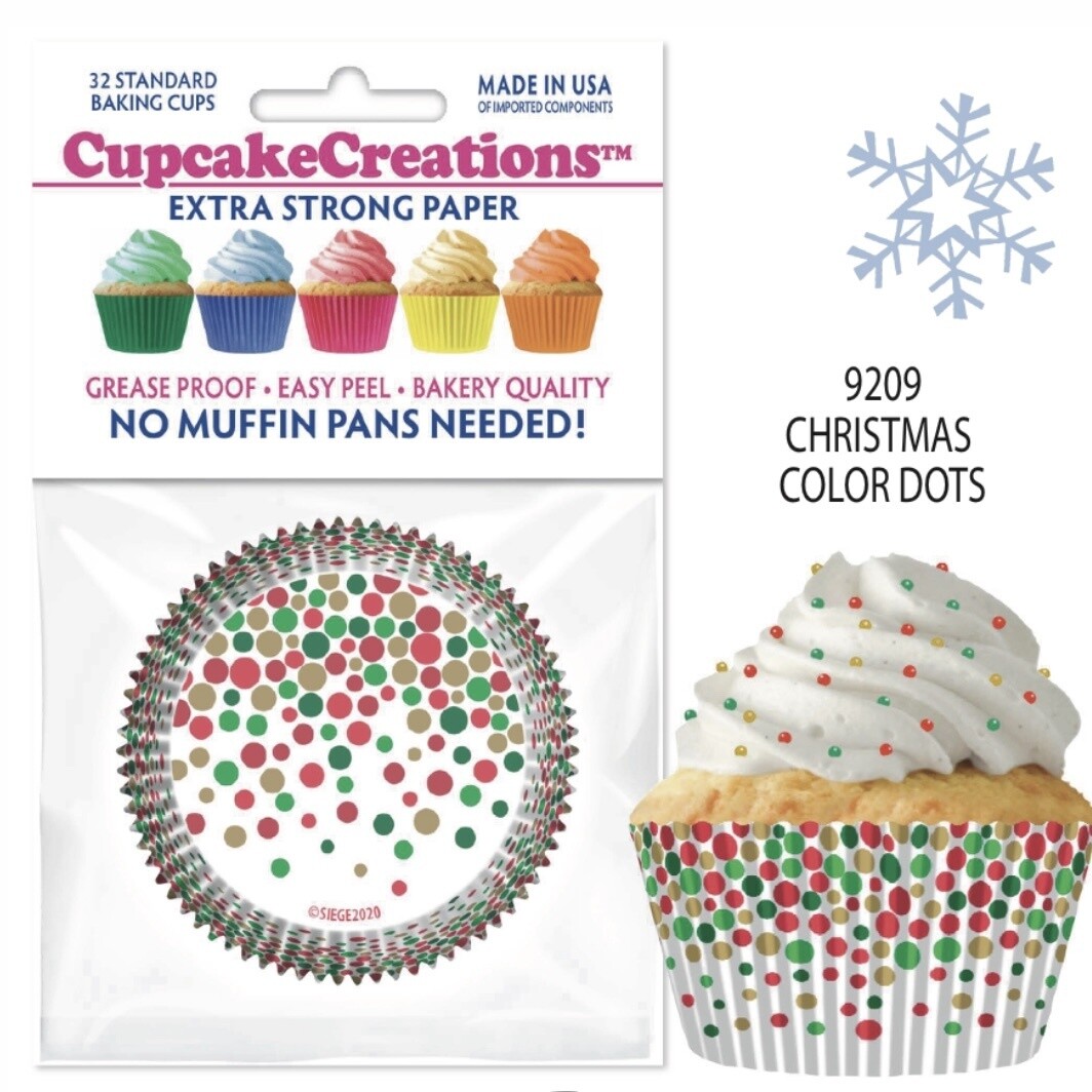 Christmas Color Dots Bake Cups Pk32