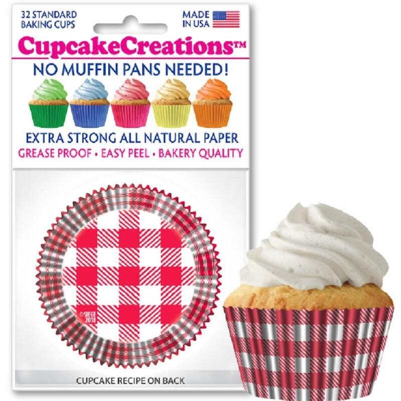 Red/White Plaid Bake Cups Pk32