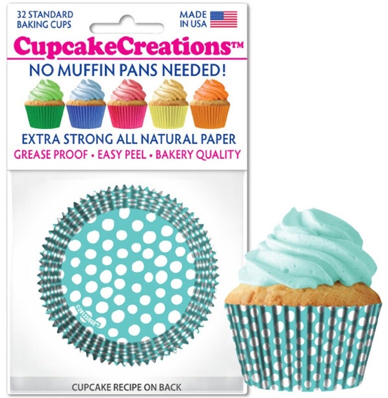 Blue Caribbean Dots Bake Cups Pk32