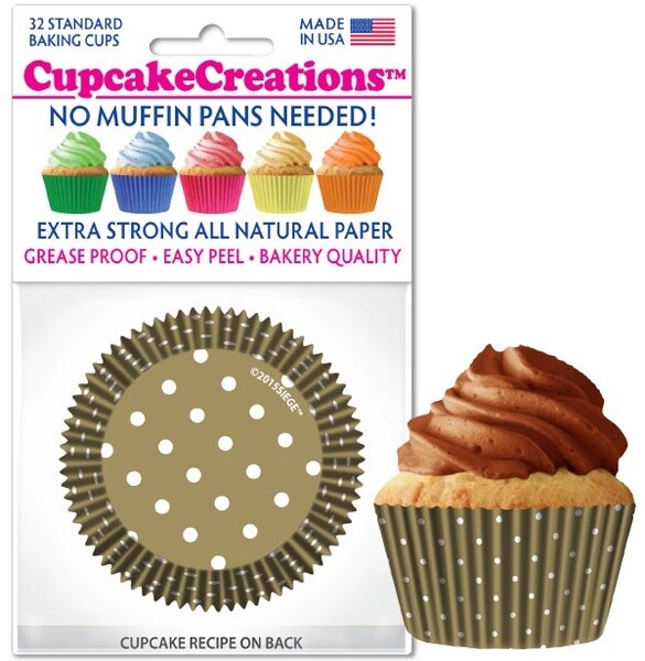 Gold w/Dots Bake Cups Pk32