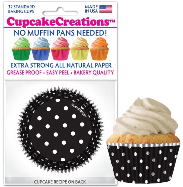 B&amp;W Dots Bake Cups Pk32