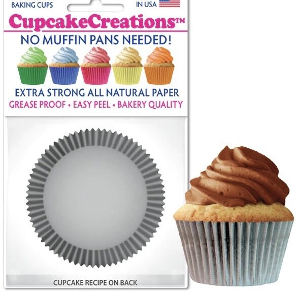 Jumbo Matte Silver Bake Cups Pk24