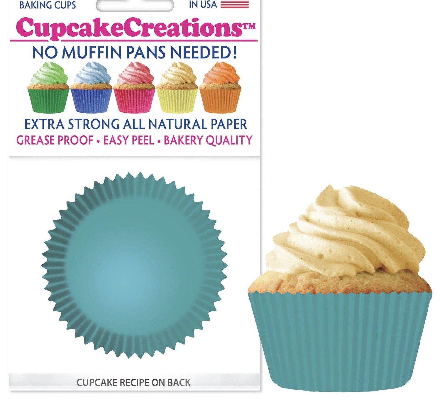 Jumbo Turquoise Bake Cups Pk24