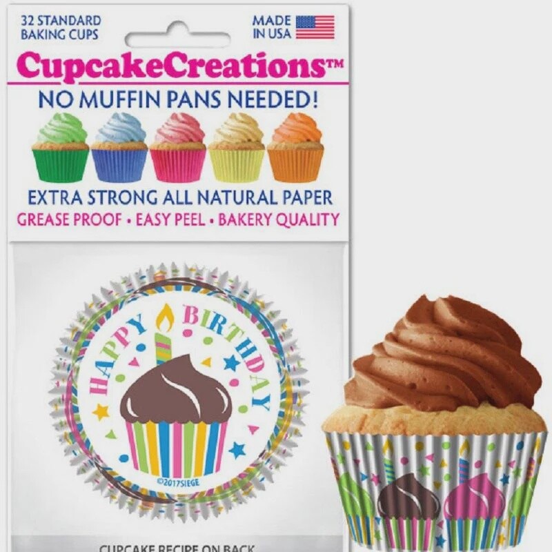 Birthday Cupcakes Baking Cups Pk32