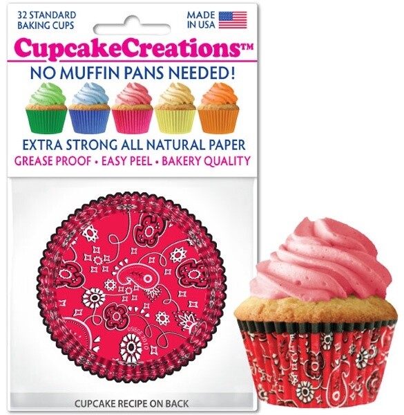 Red Bandana Bake Cups Pk32