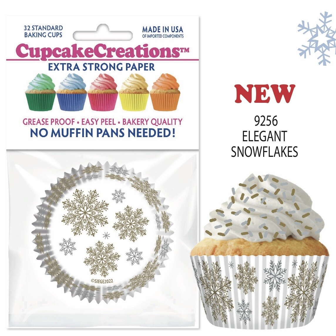 Gold &amp; Silver Snowflakes Bake Cups/32